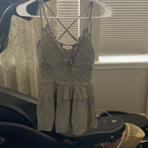Olive green boho summer top.